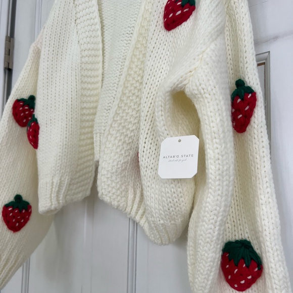 Altar’d State 3D Strawberry Cardigan Sweater NWT - Picture 7 of 9